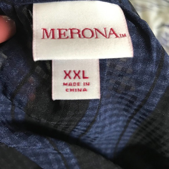 Merona Ebony Stripe Print Peplum Blouse XXL - Picture 4 of 5